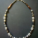 Bone Bead Short Necklace with Grey Agate Bead – MN16